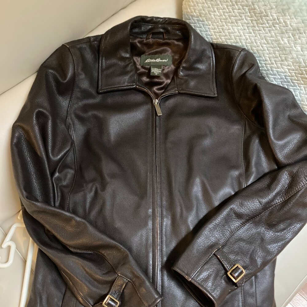 Eddie Bauer brown leather jacket